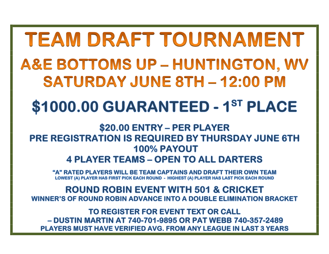 TEAM DRAFT TOURNAMENT CITY AMUSEMENT LEAGUE SYSTEM